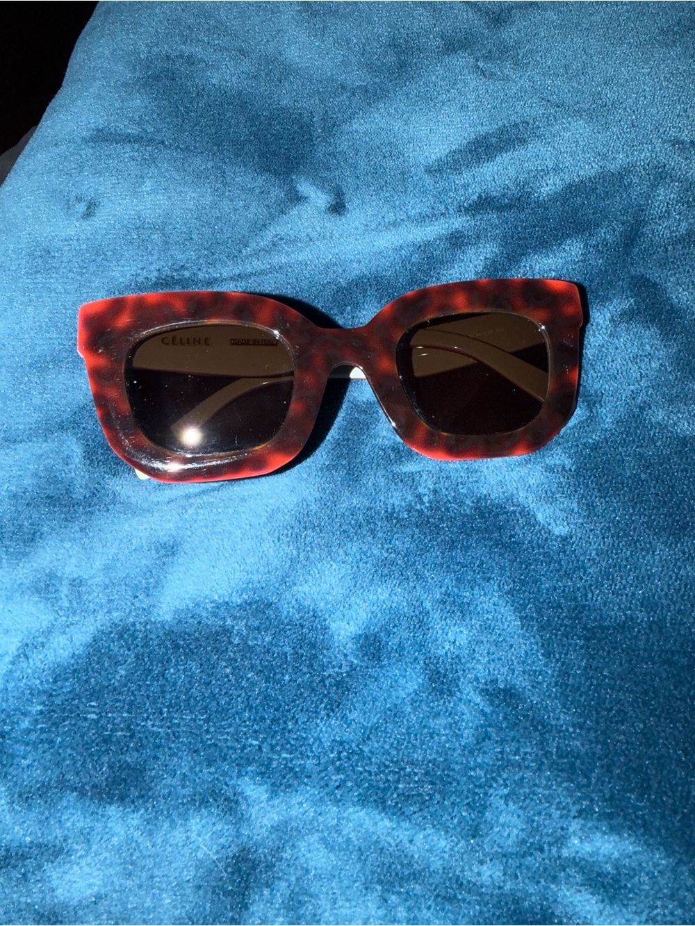 Celine Tortoise Red Square Sunglasses